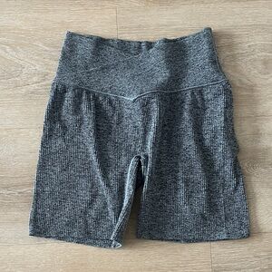 Colsie Ribbed High-Waist Bike Shorts - Heather Gray
